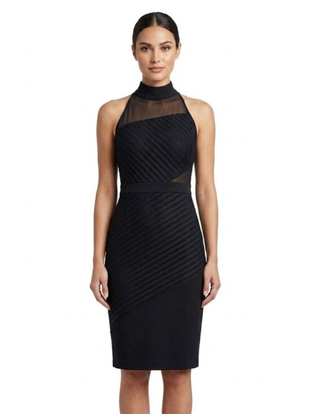 Adelyn Rae Sleeveless Midi Textured Cocktail Dress, Black, Womens Size Small